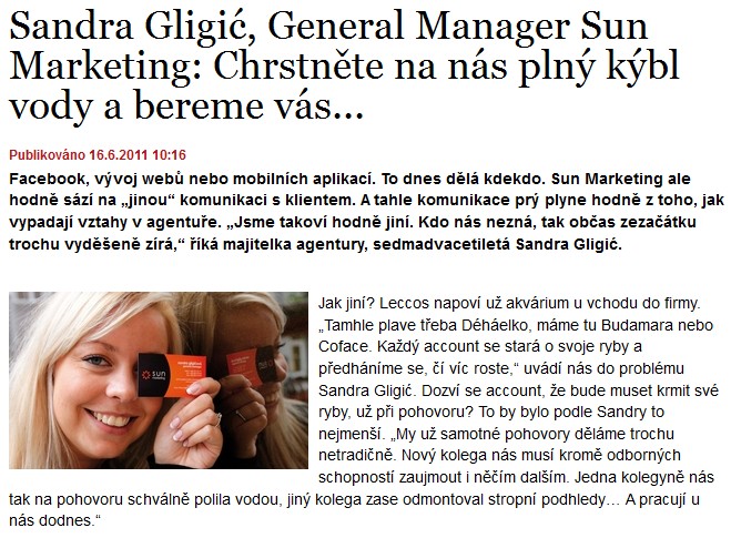 Sandra Gligić v měsíčníku Strategie