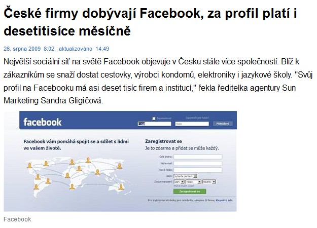 České firmy dobývají Facebok